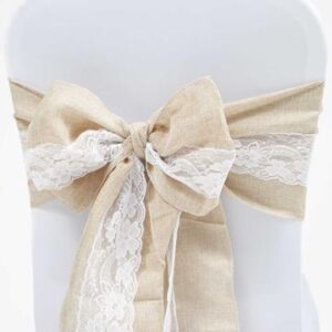 HESSIAN-SOFT FAUX HESSIAN AND LACE CHAIR SASHES