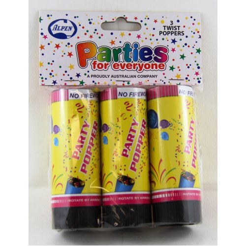 TWIST POPPER 10.5CM (FOIL STREAMERS) P3