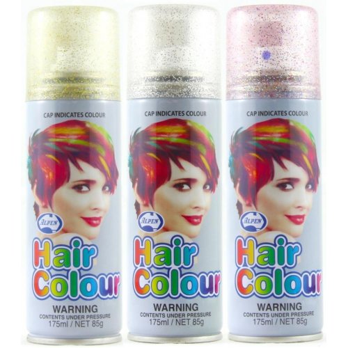 ASSORTED GLITTER COLOURED HAIR SPRAY 175ML CANS