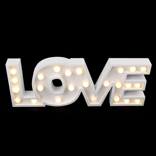WHITE WOODEN LOVE LED LIGHT UP SIGN