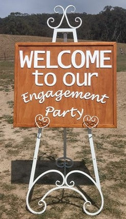 TIMBER WELCOME TO OUR ENGAGEMENT PARTY