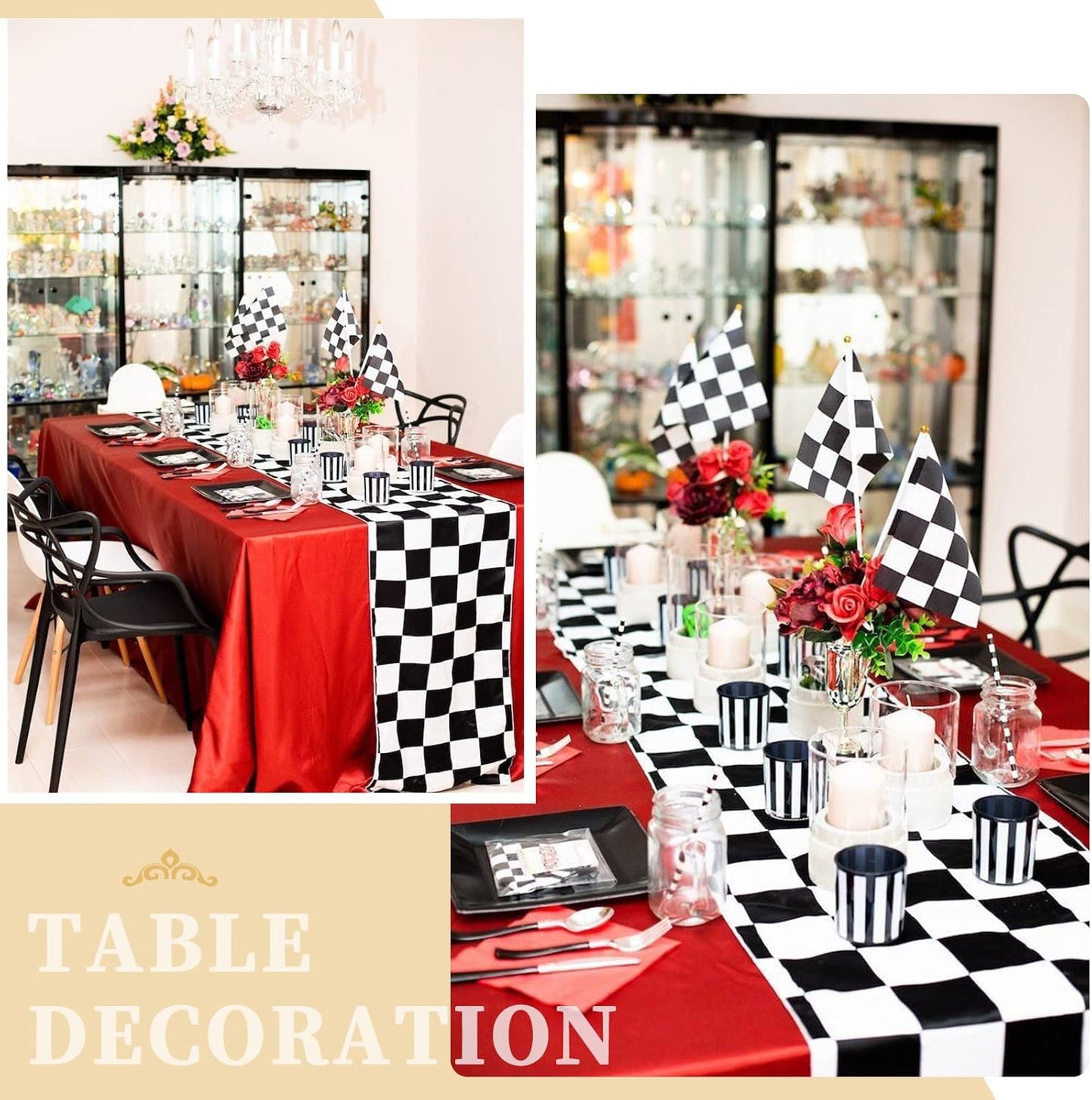 CHECKERED TABLE RUNNER BLACK AND WHITE