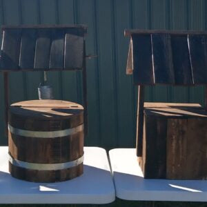 RUSTIC TIMBER & TIN ROUND WISHING WELL