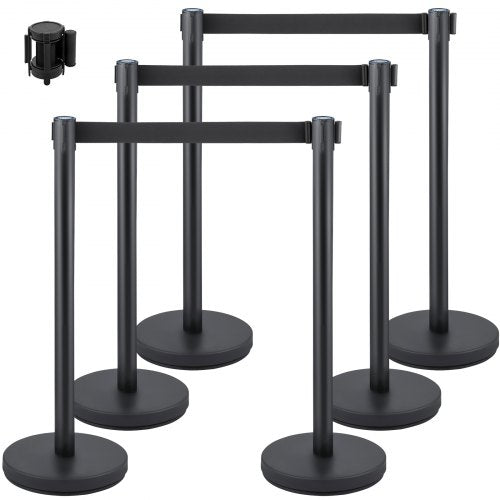 Black Queuing Barriers Retractable Strap