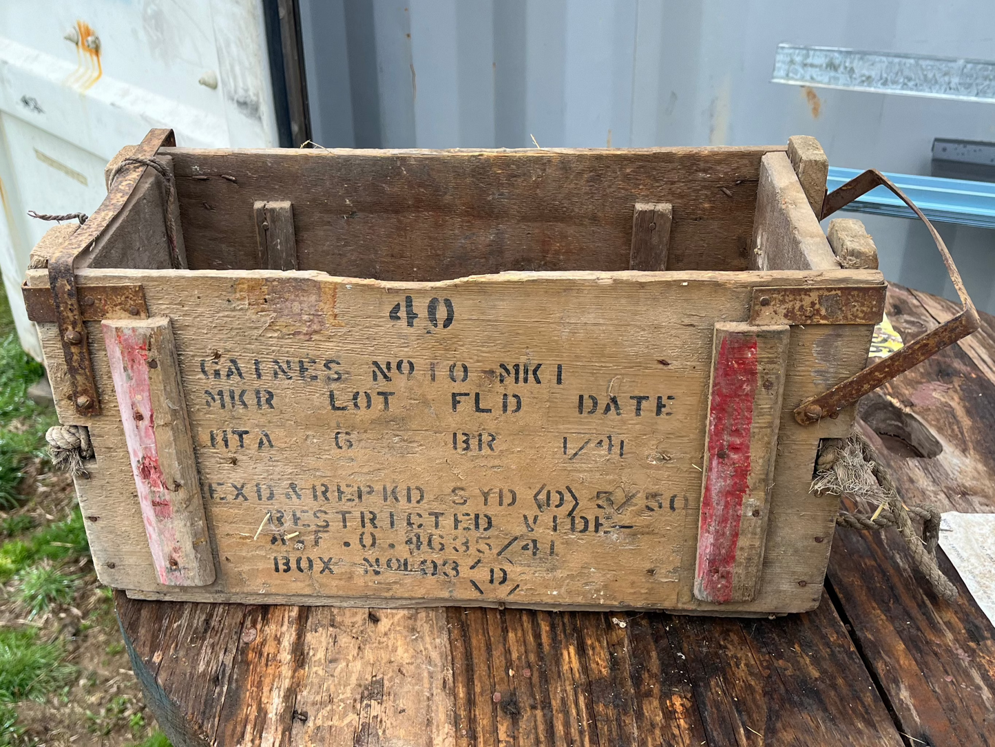 wooden ammunition box