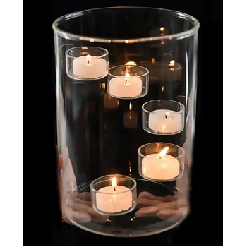 21cm Glass Cylinder Vase with 5 Tealight Candle Holders