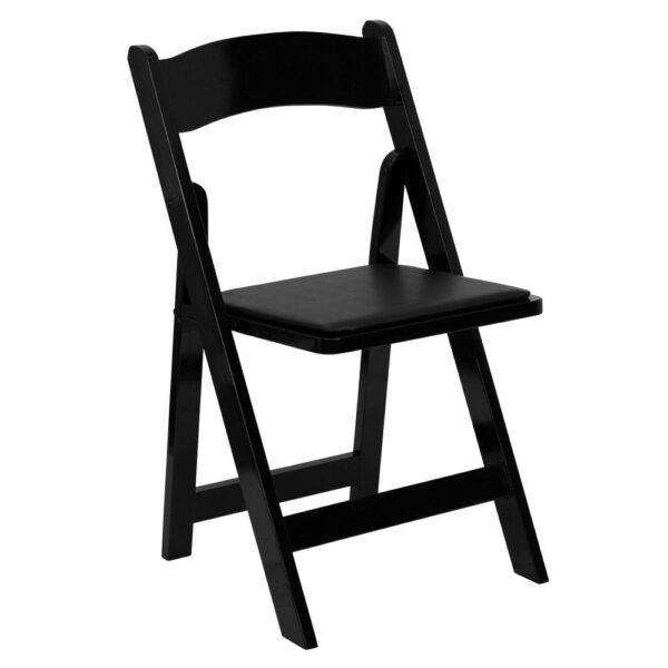 Black Folding Chair with Padded Seat