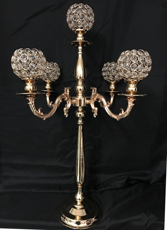 CANDELABRA TALL 90CM 5 ARM – CRYSTAL BALL STYLE