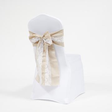 HESSIAN-SOFT FAUX HESSIAN AND LACE CHAIR SASHES