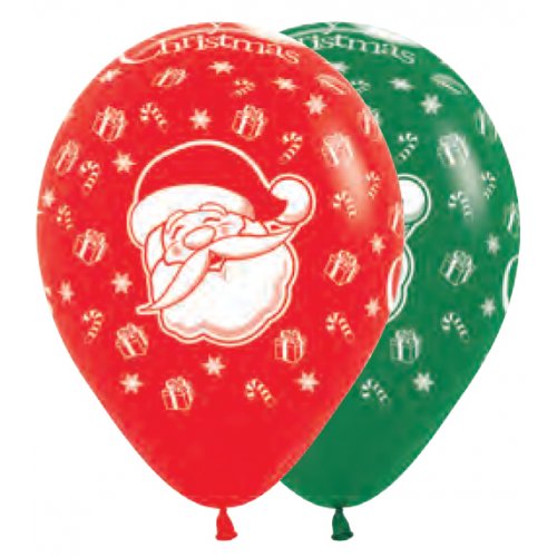 SANTA WHITE PRINT 30CM BALLOON