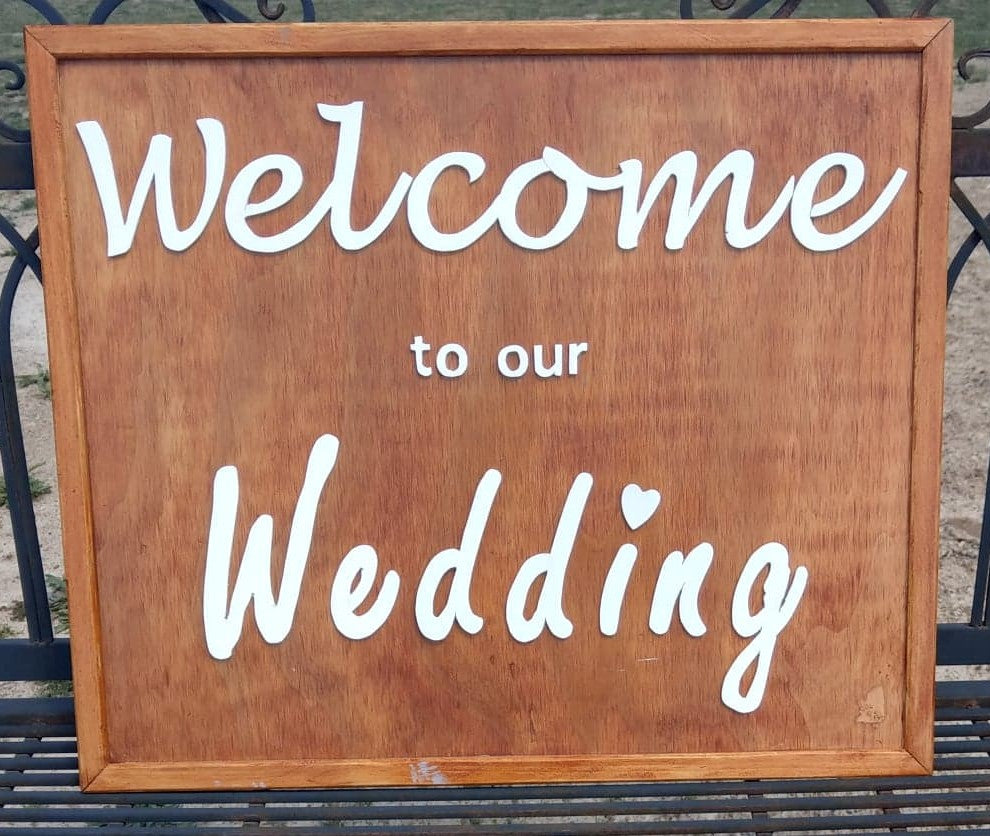 TIMBER WELCOME TO OUR WEDDING SIGN