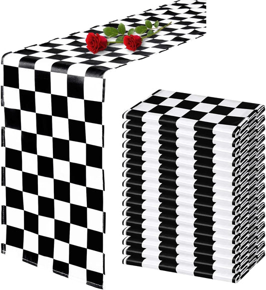 CHECKERED TABLE RUNNER BLACK AND WHITE