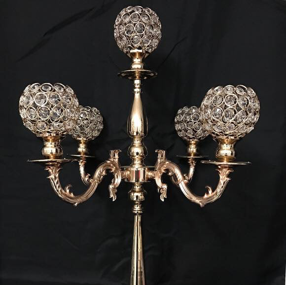 Candelabra Tall 90cm 5 Arm – Crystal Ball Style