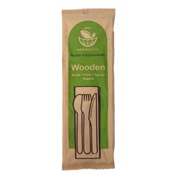 Cutlery Set Wooden Knife Fork Spoon And Napkin