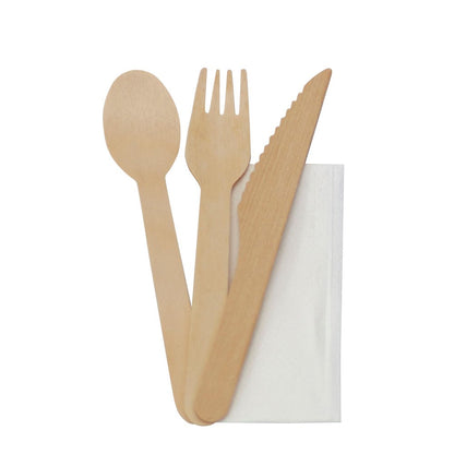 Cutlery Set Wooden Knife Fork Spoon And Napkin