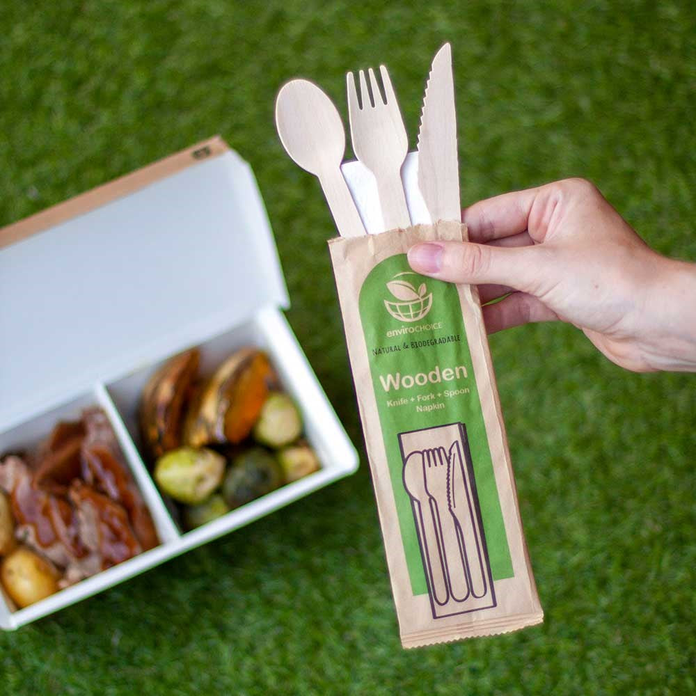 Cutlery Set Wooden Knife Fork Spoon And Napkin