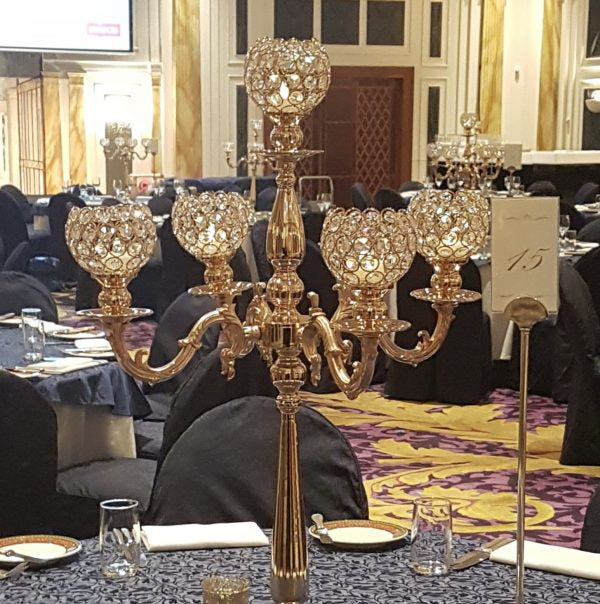 Candelabra Tall 90cm 5 Arm – Crystal Ball Style