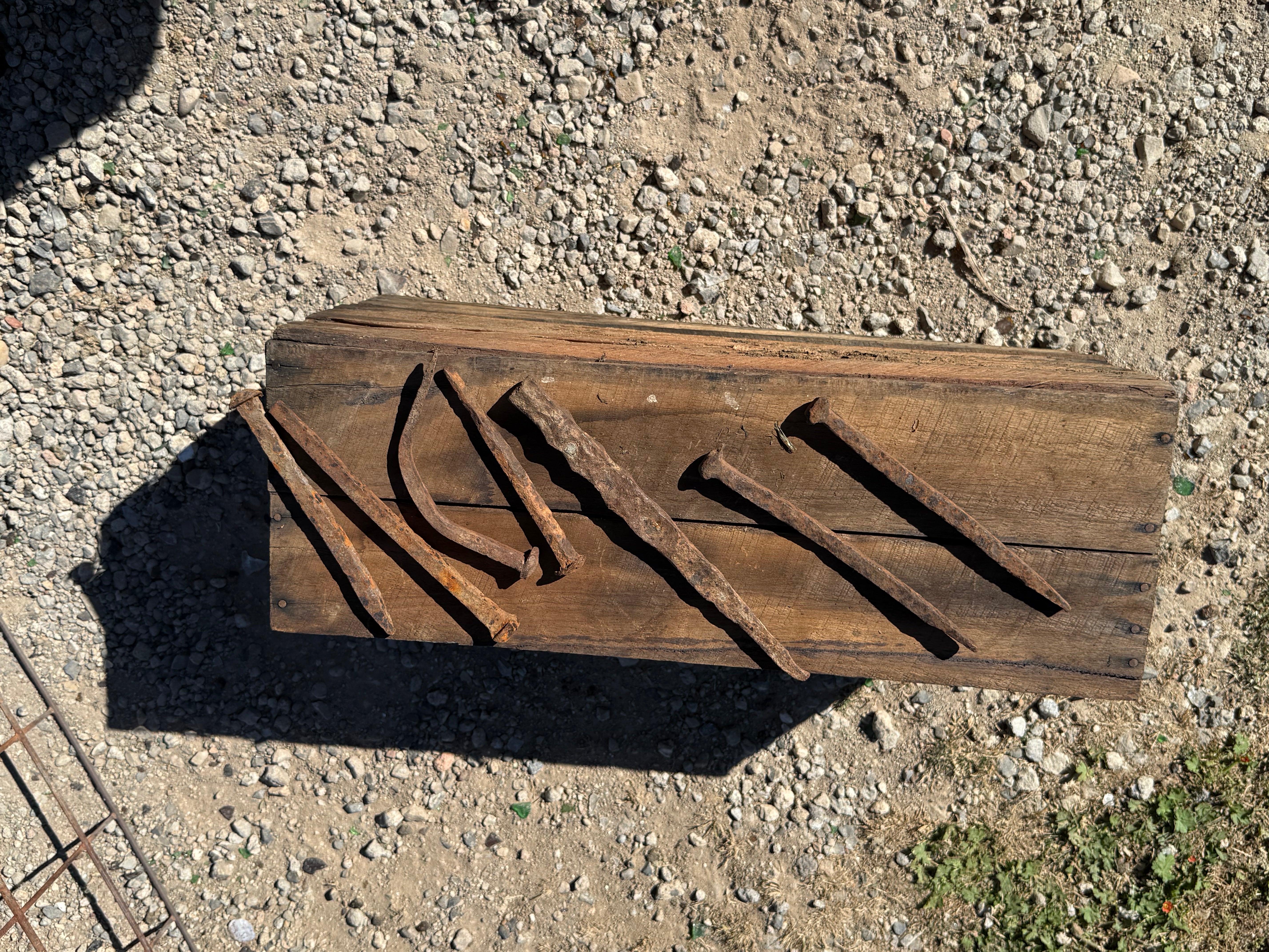 antique, hand-forged iron nails