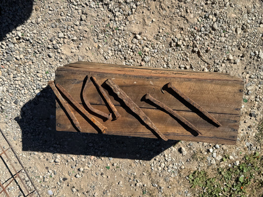 antique, hand-forged iron nails