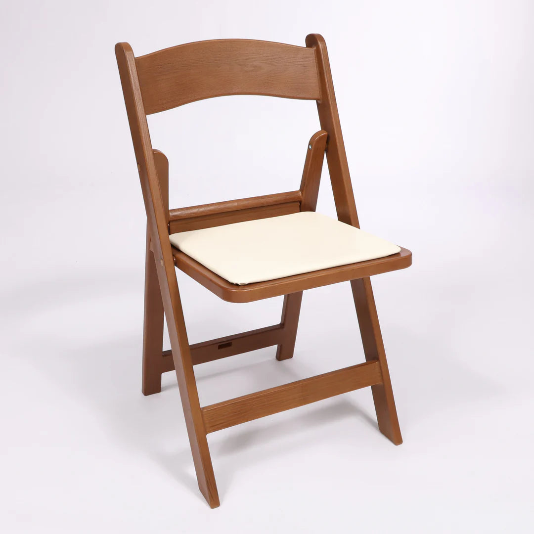 Brown Wood Style FOLDING CHAIR WITH PADDED SEAT