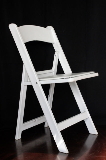 WHITE FOLDING CHAIR WITH PADDED SEAT