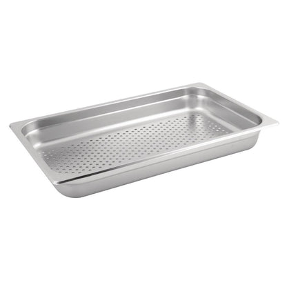 STAINLESS STEEL 1/1 PERFORATED ANTI JAM GASTRONORM TRAY 100MM