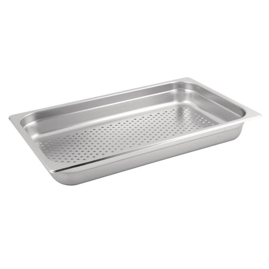 STAINLESS STEEL 1/1 PERFORATED ANTI JAM GASTRONORM TRAY 100MM